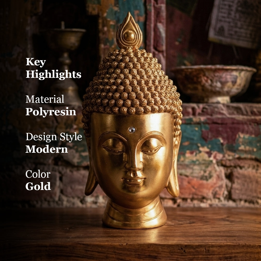 Golden Buddha Face Idol – Meditation & Spiritual Home Decor