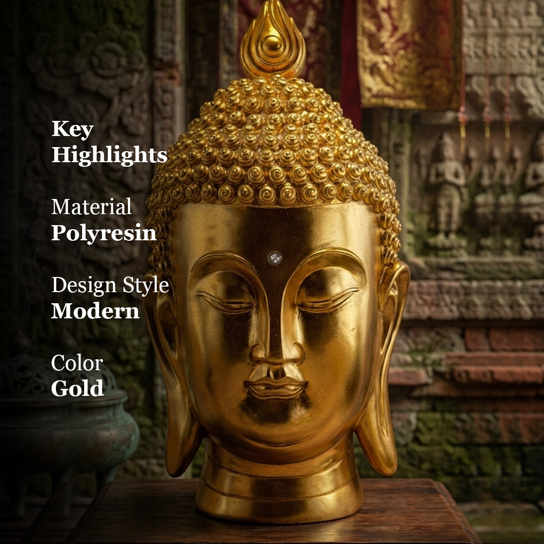 Golden Buddha Face Idol – Meditation & Spiritual Home Decor