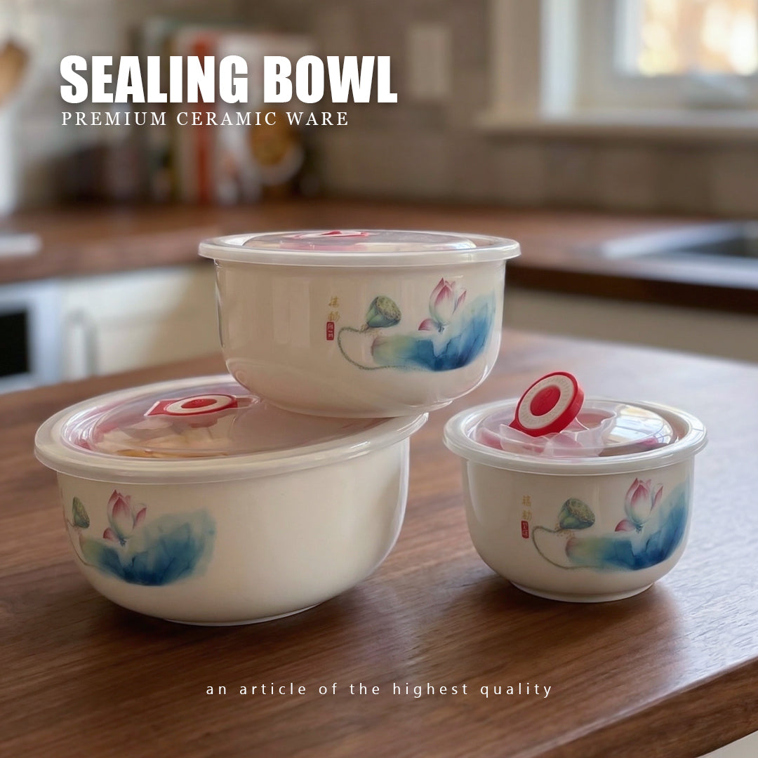 FreshKeeper  3 Bowls With Lid Ceramic