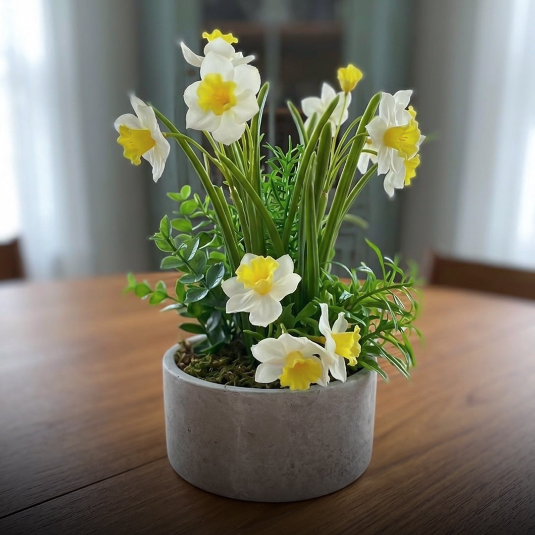 EverSpring Artificial Daffodil Flower Arrangement in Decorative Pot