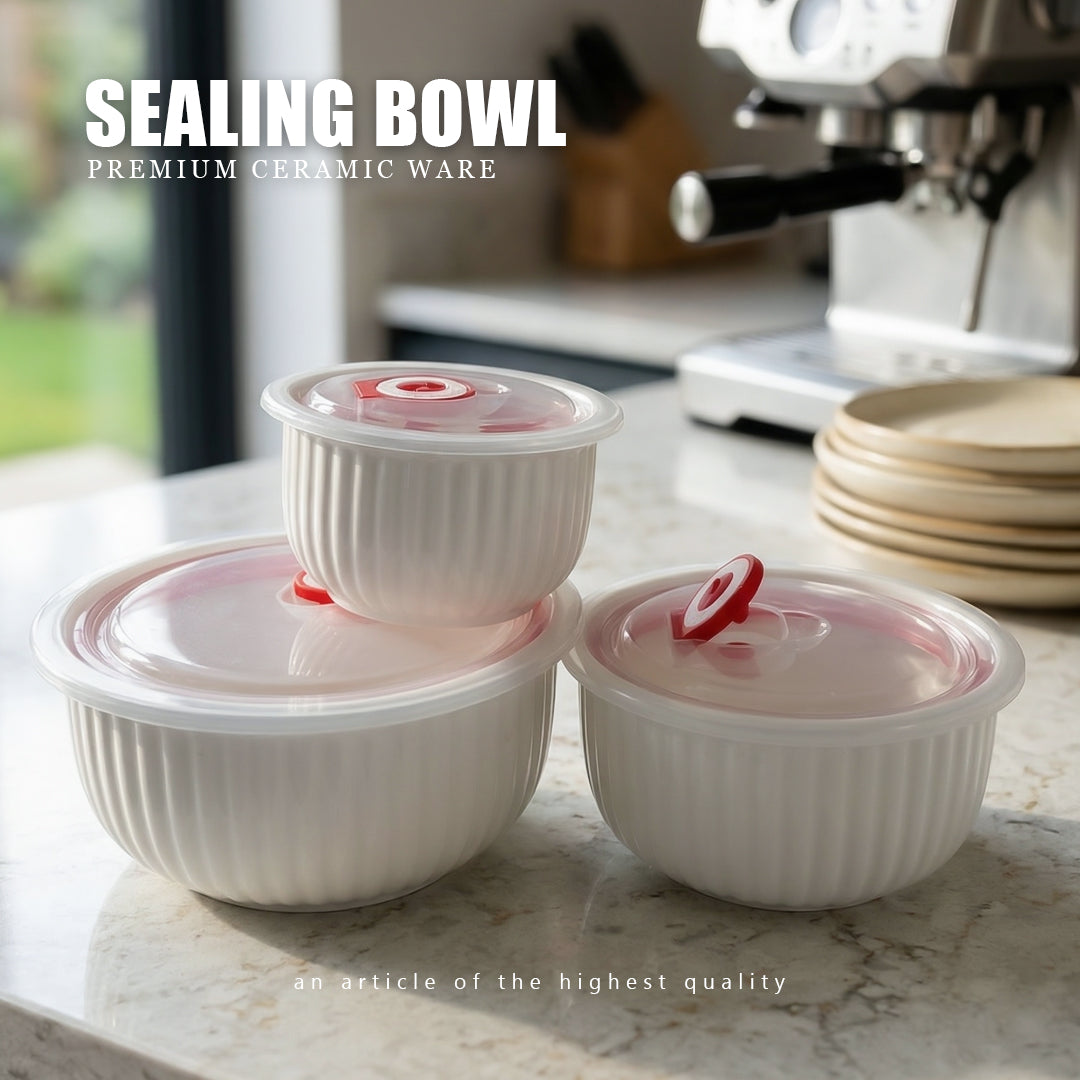 FreshKeeper  3 Bowls With Lid Ceramic