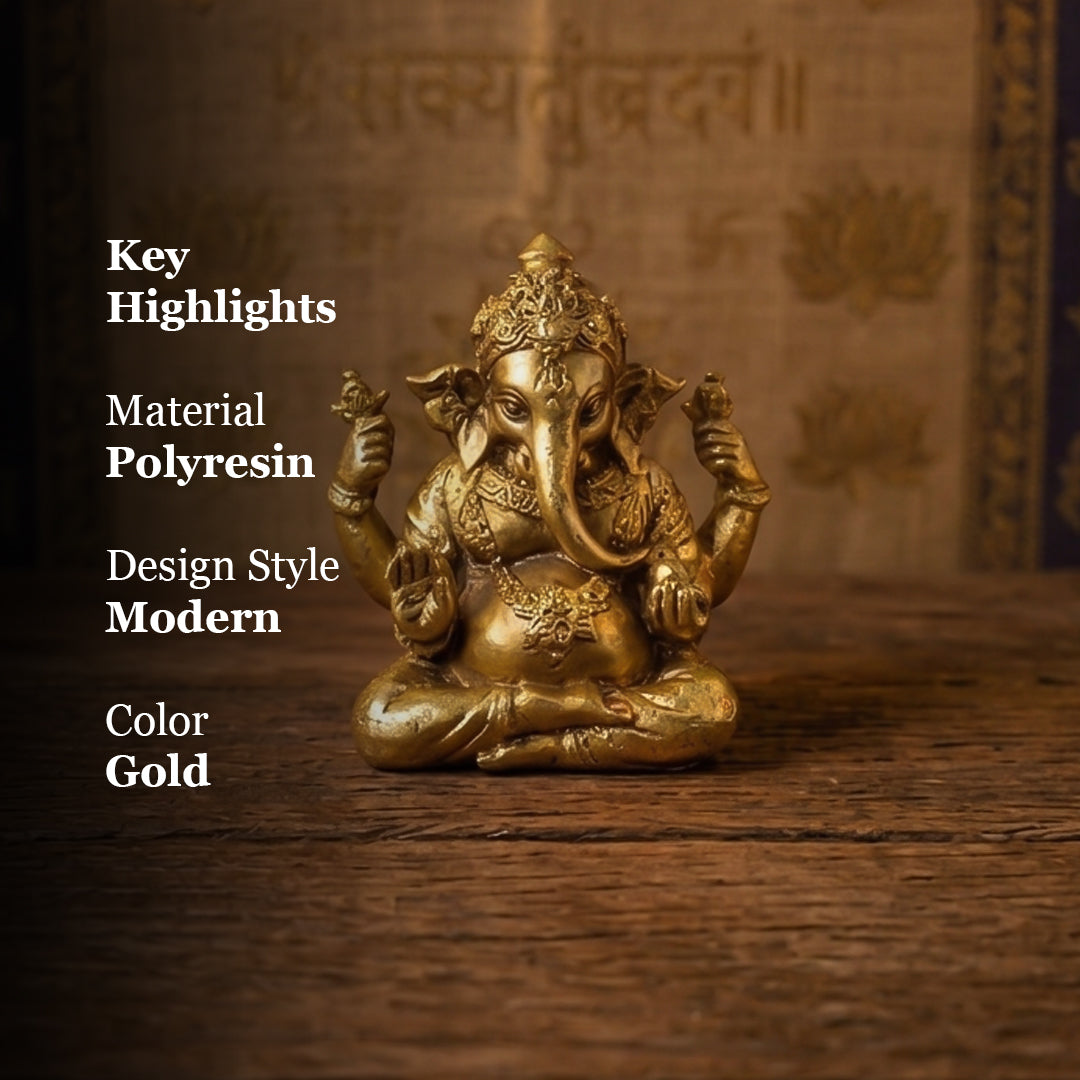 Golden Ganapathi Idol for Home Decor & Pooja