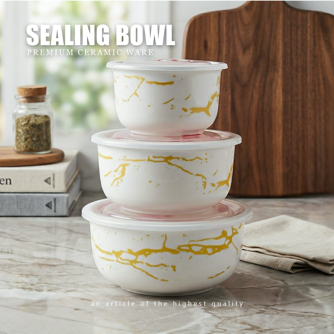 FreshKeeper  3 Bowls With Lid Ceramic