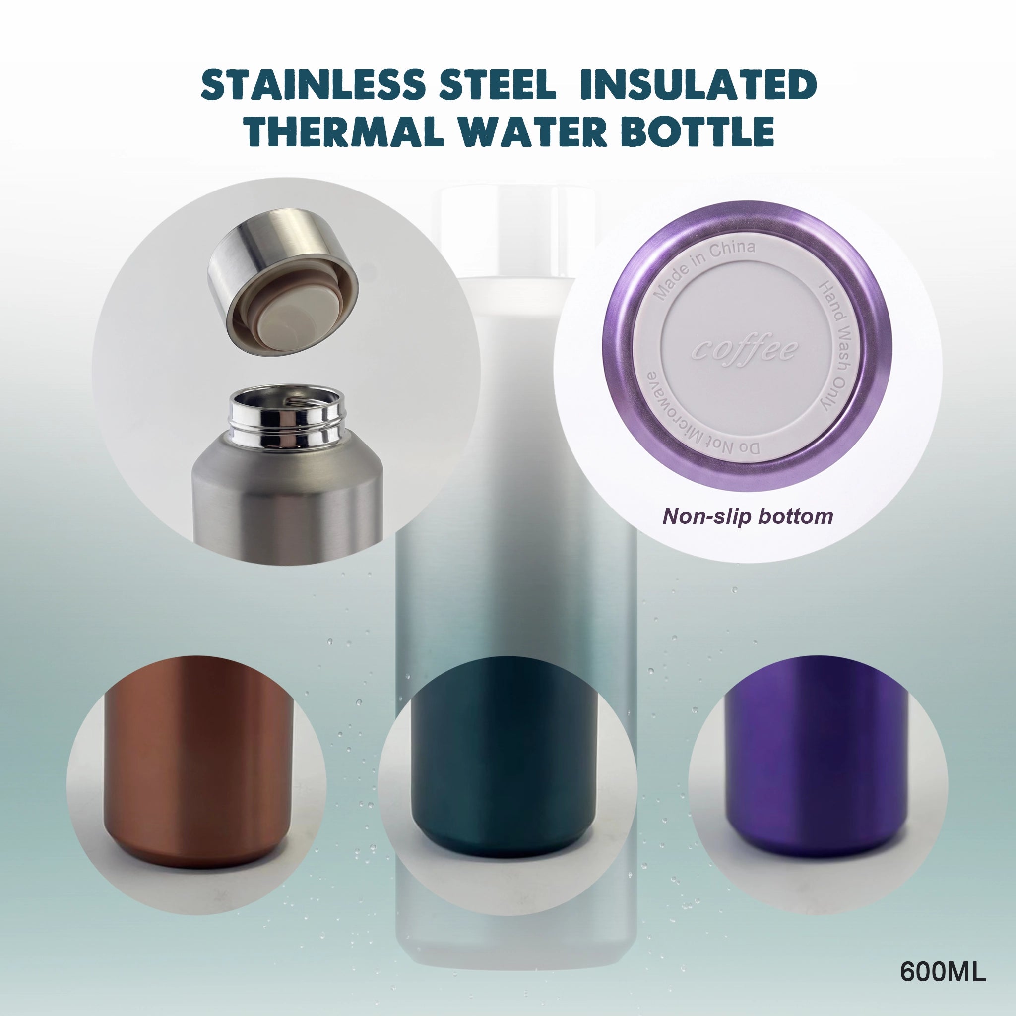 Stainless Steel  Insulated thermal Water Bottle (600ml)