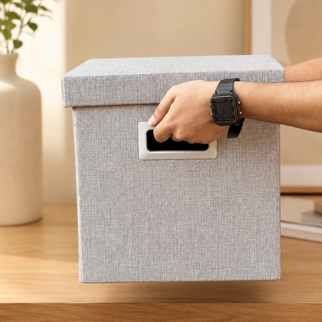 Syso Faux Linen Folding Storage Bench