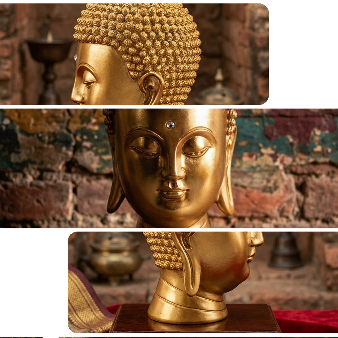 Golden Buddha Face Idol – Meditation & Spiritual Home Decor