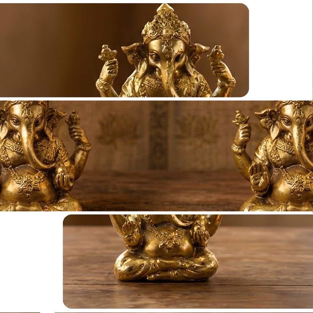 Golden Ganapathi Idol for Home Decor & Pooja