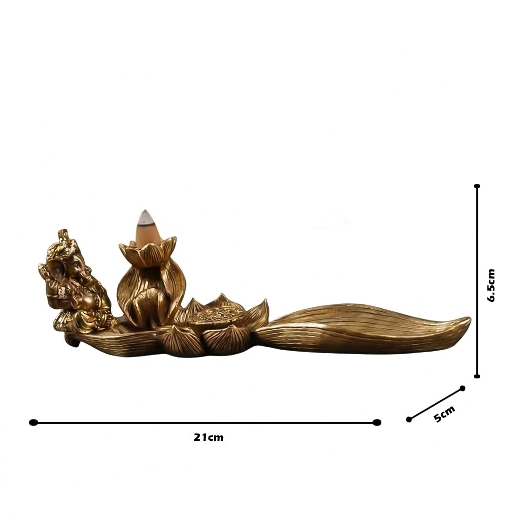 Divine Golden Ganapathi Backflow Incense Cone Holder