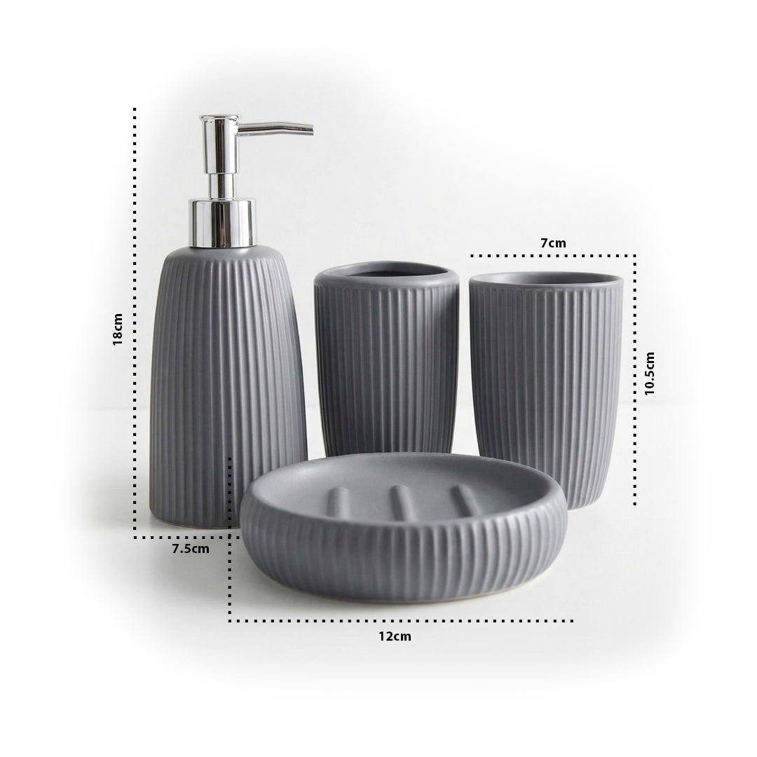 Ribbed Ceramic Bathroom Set