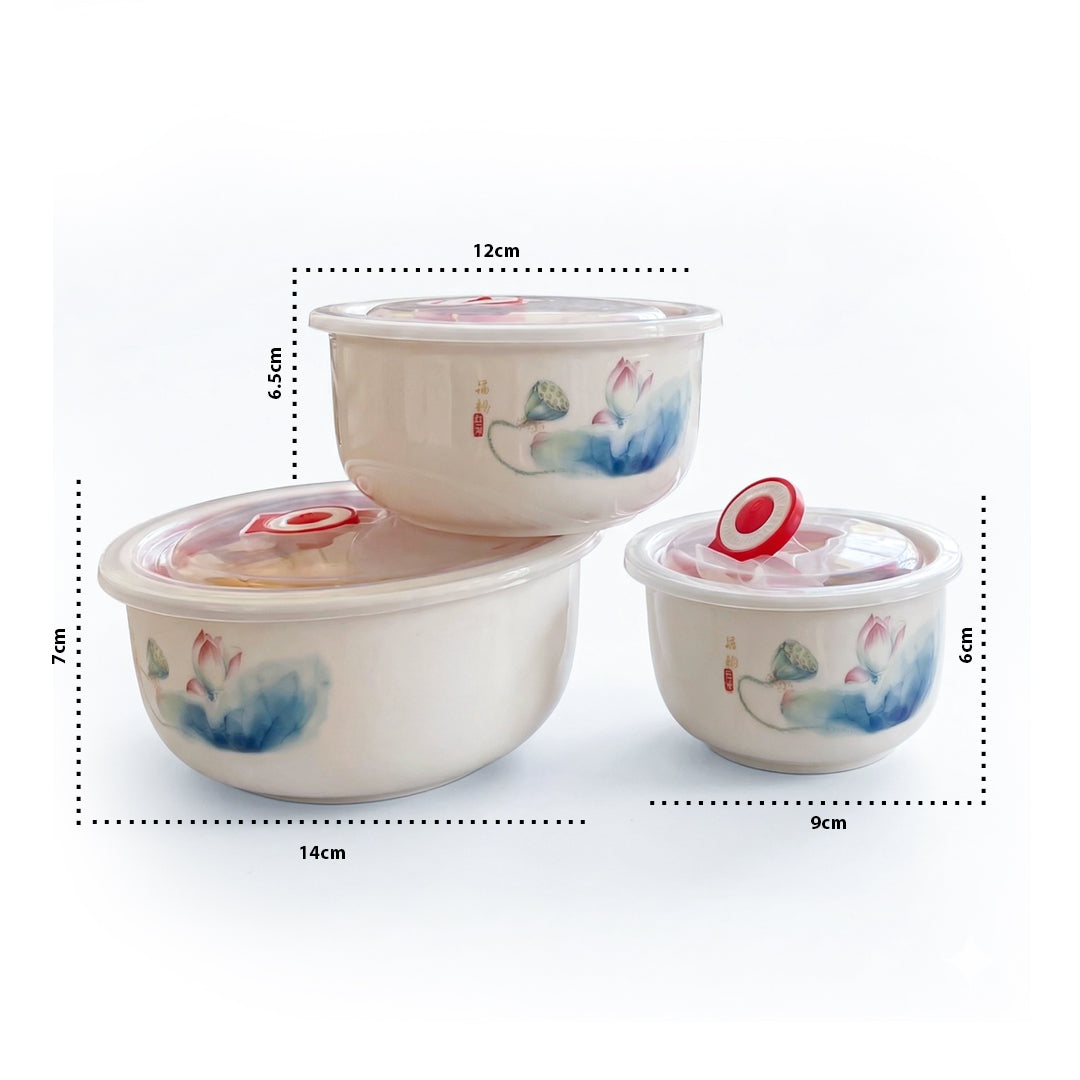 FreshKeeper  3 Bowls With Lid Ceramic