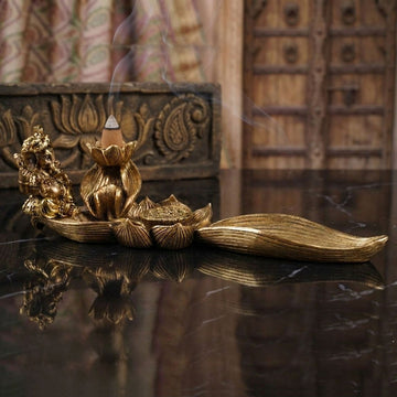 Divine Golden Ganapathi Backflow Incense Cone Holder