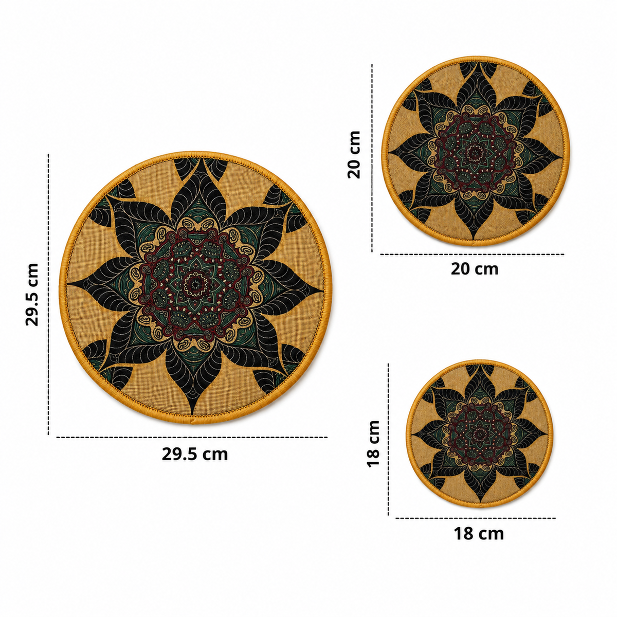 Syso Midnight Lotus – Heat Resistant Round Table Mats, Set of 3