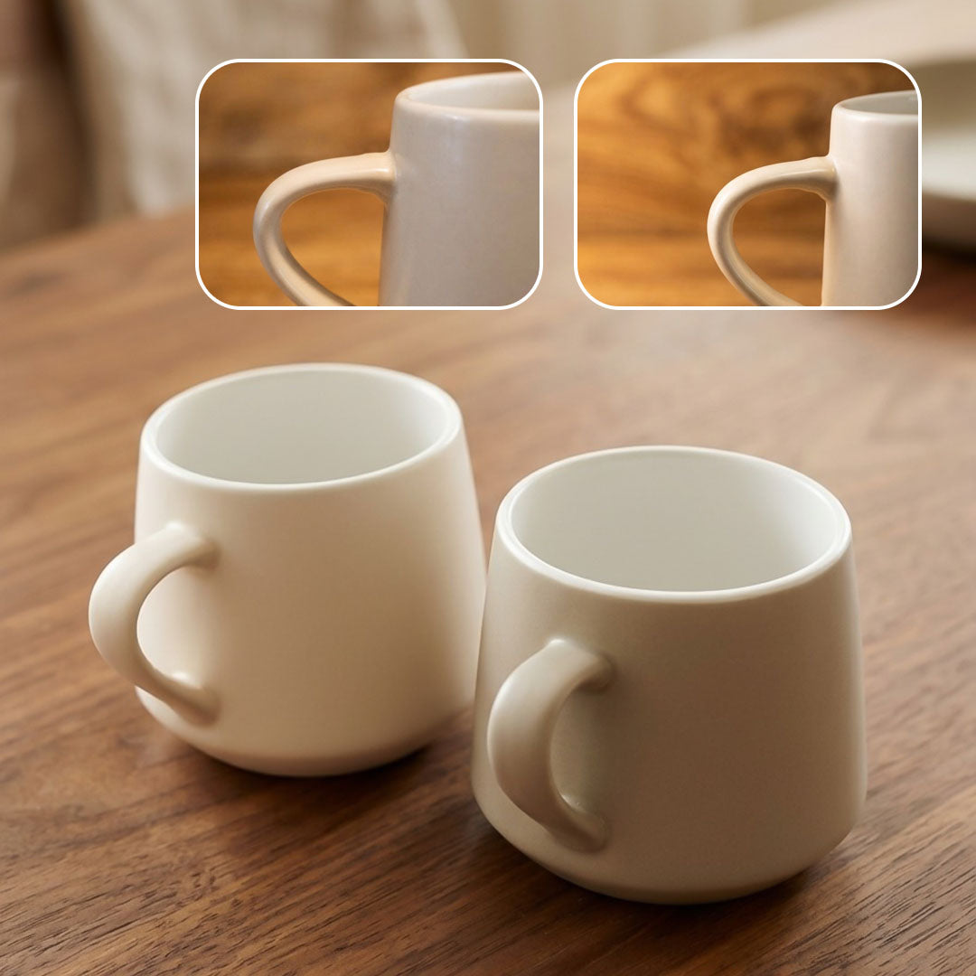 Classic Ivory Ceramic Coffee Mug Set of 2