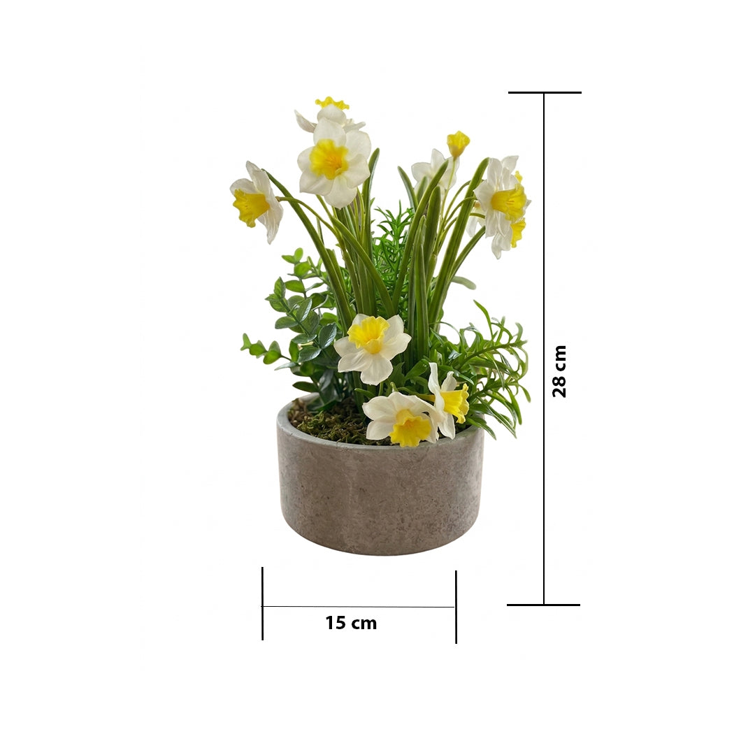 EverSpring Artificial Daffodil Flower Arrangement in Decorative Pot