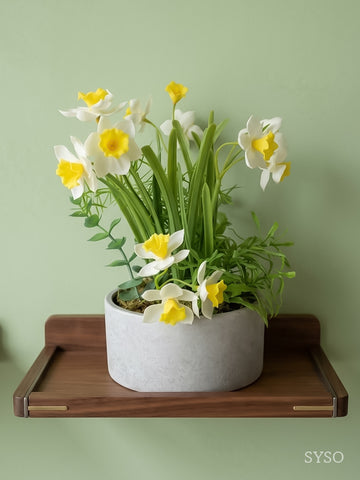 EverSpring Artificial Daffodil Flower Arrangement in Decorative Pot
