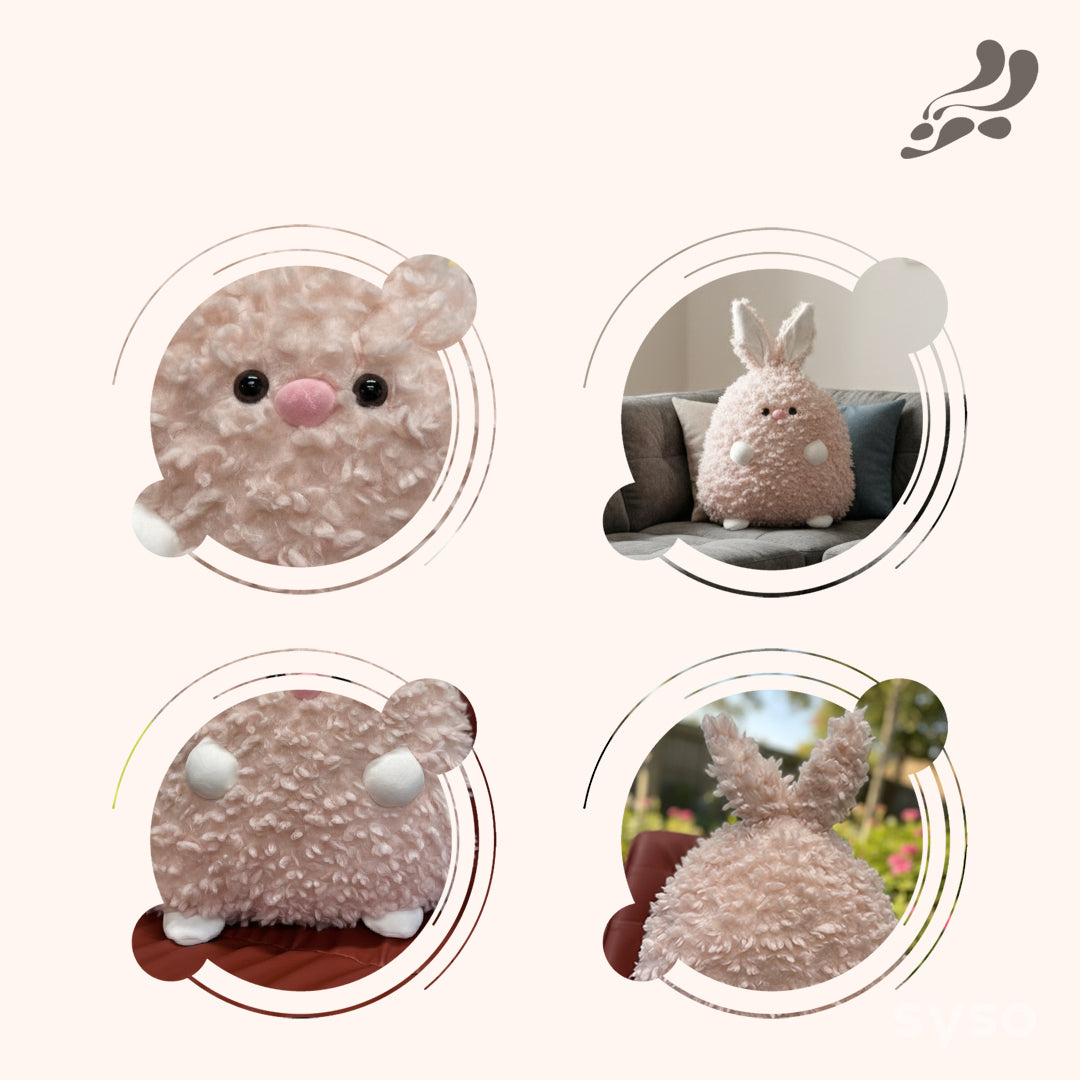 Cute Pink Bunny Plush Toy – Soft Fluffy Kawaii Stuffed Animal