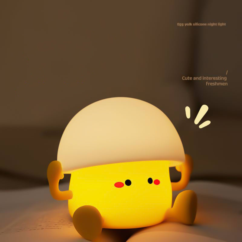 Cute Egg Yolk Silicone Night Lamp – Soft LED Touch Lamp for Kids & Bedroom