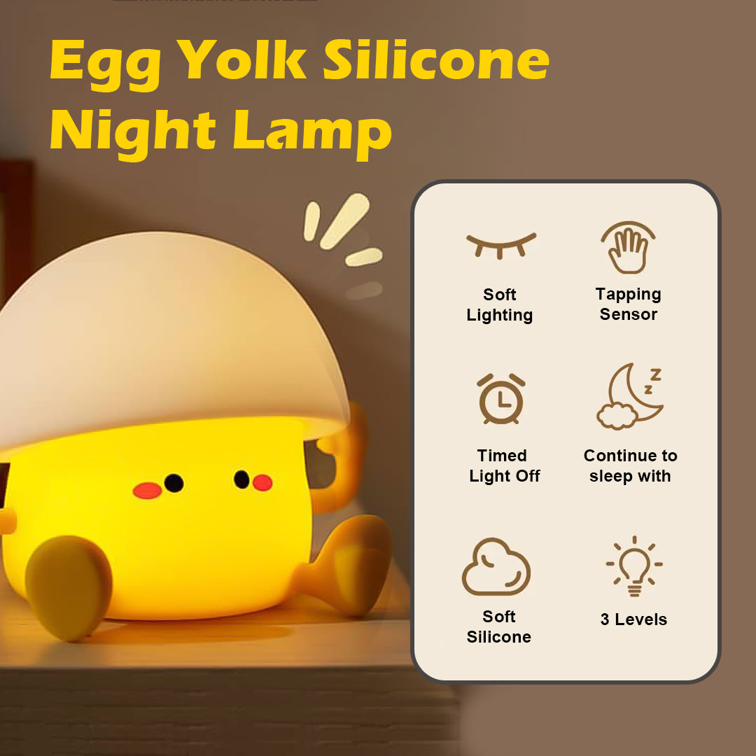 Cute Egg Yolk Silicone Night Lamp – Soft LED Touch Lamp for Kids & Bedroom