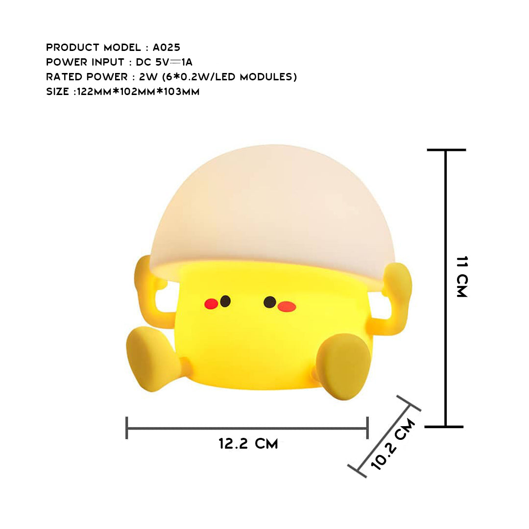 Cute Egg Yolk Silicone Night Lamp – Soft LED Touch Lamp for Kids & Bedroom
