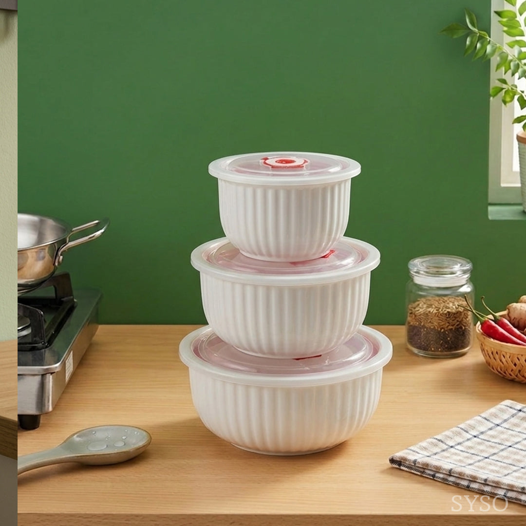 FreshKeeper  3 Bowls With Lid Ceramic