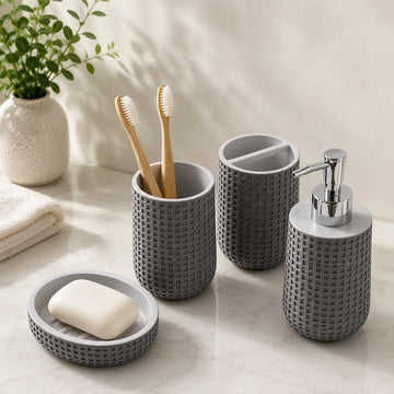 Square Weave Ceramic Bathroom Set