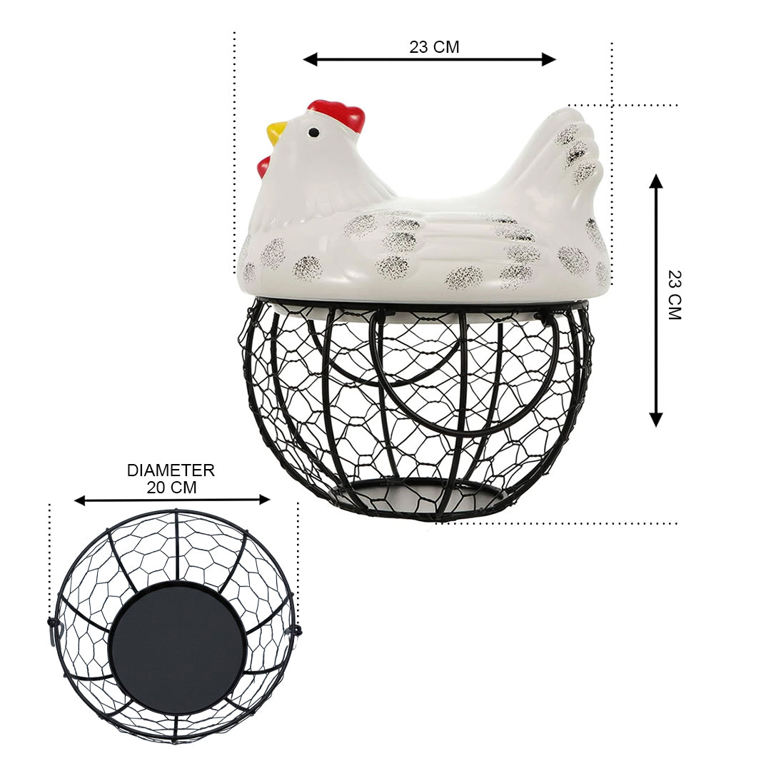 SYSO HenNest Ceramic Egg Keeper with Metal Wire Basket