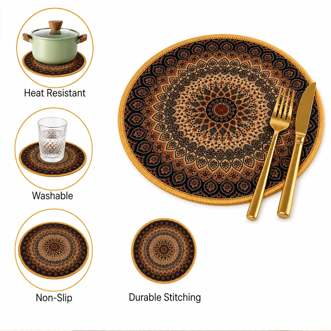 Syso Amber Chakra Round – Heat Resistant Round Table Mat Set of 3