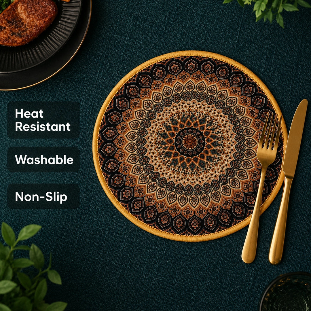 Syso Amber Chakra Round – Heat Resistant Round Table Mat Set of 3