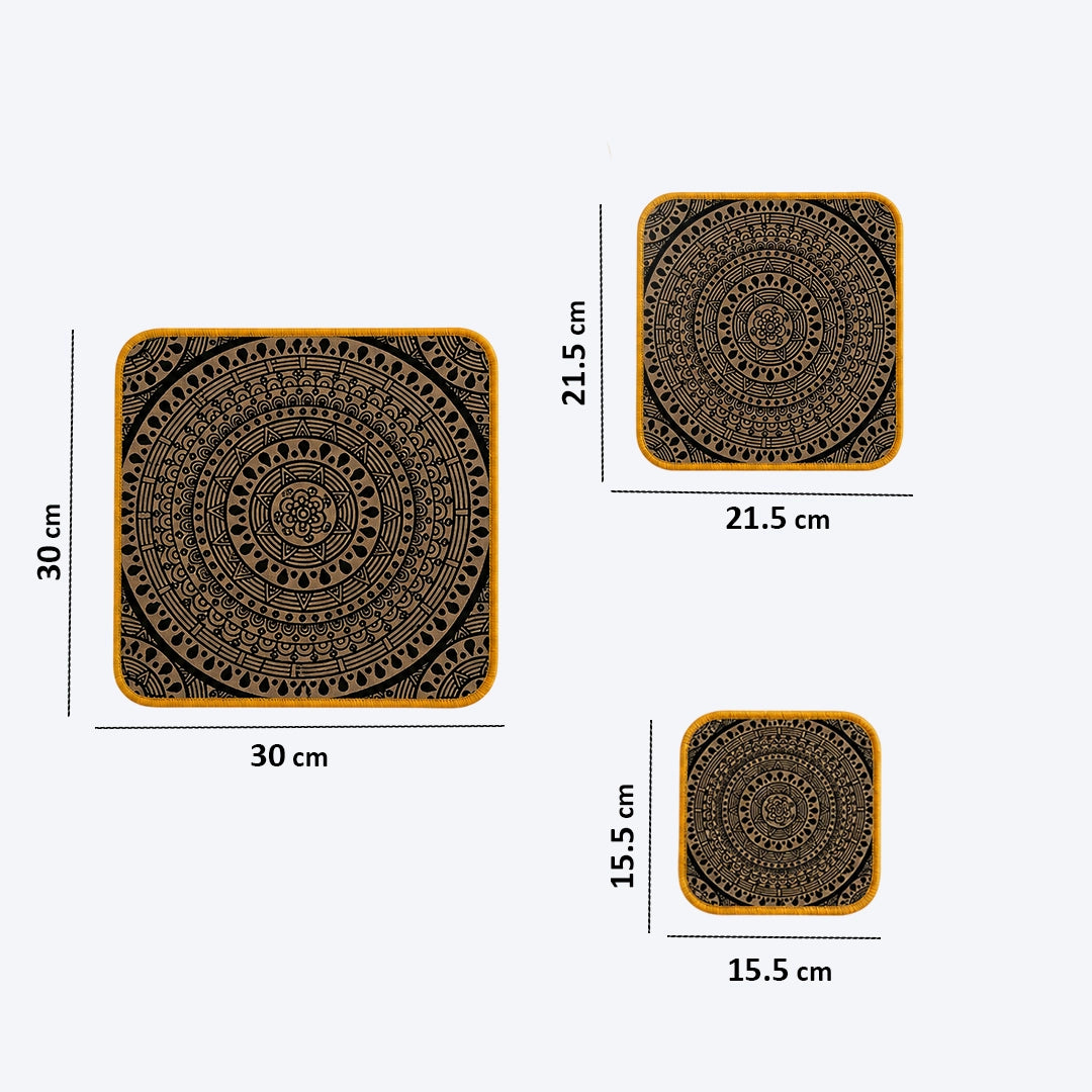 Syso Black Chakra – Heat Resistant Square Mats, Set of 3