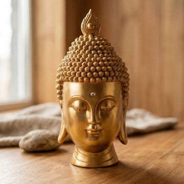 Golden Buddha Face Idol – Meditation & Spiritual Home Decor