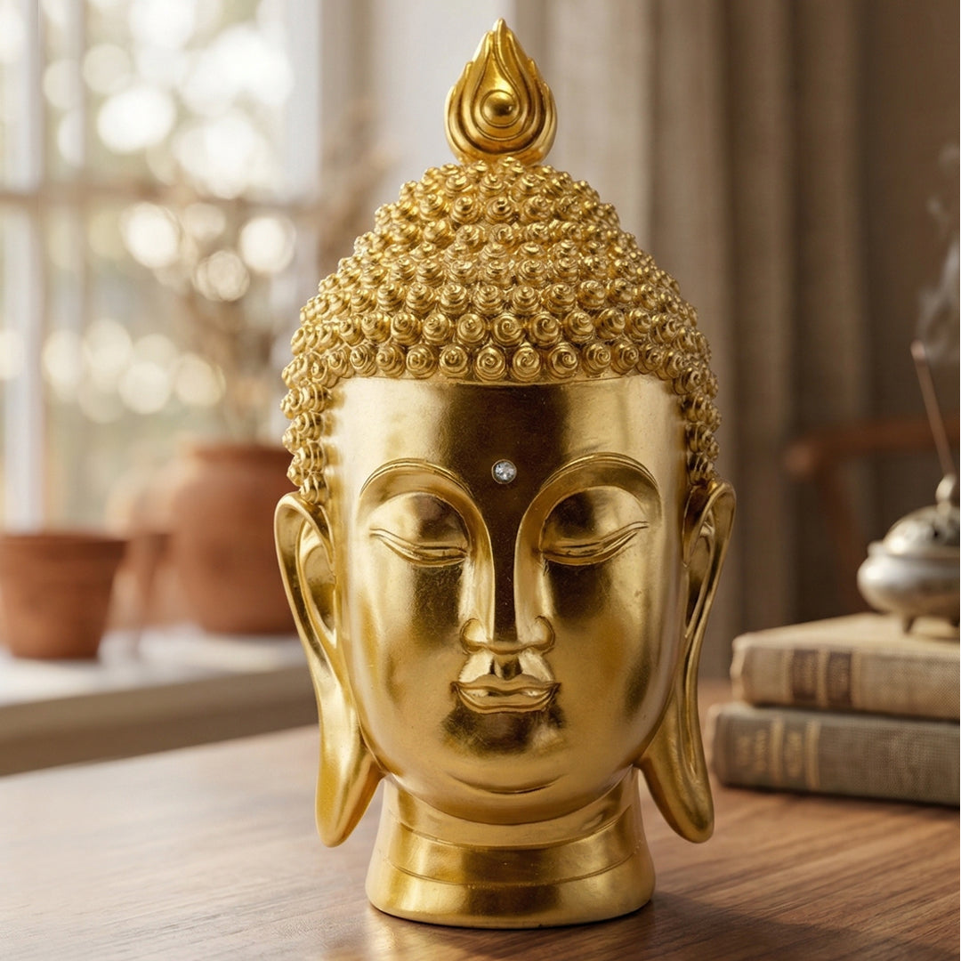 Golden Buddha Face Idol – Meditation & Spiritual Home Decor