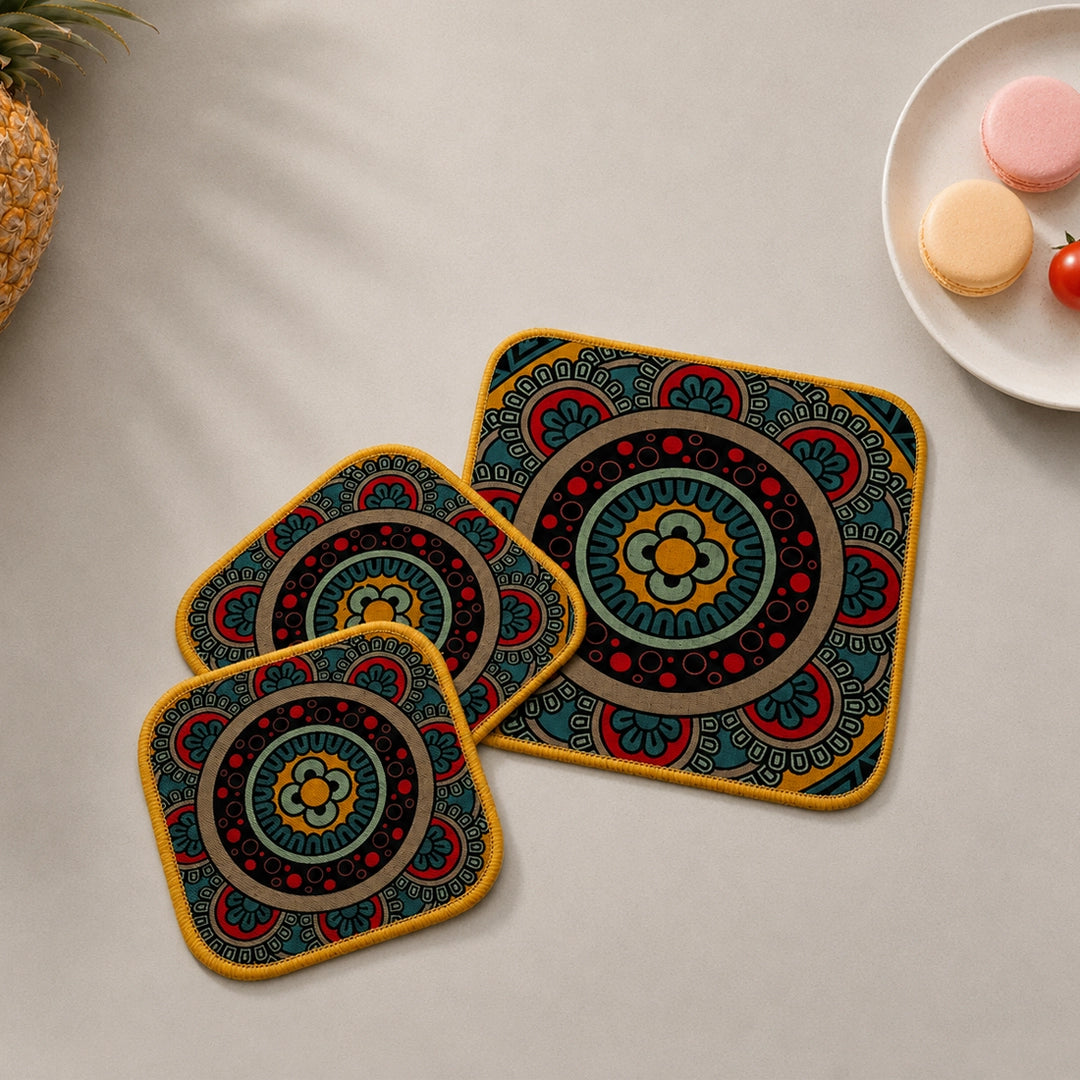 Peacock Tiles  - heat resistant table mat set of 3
