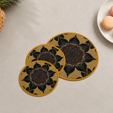 Syso Midnight Lotus – Heat Resistant Round Table Mats, Set of 3