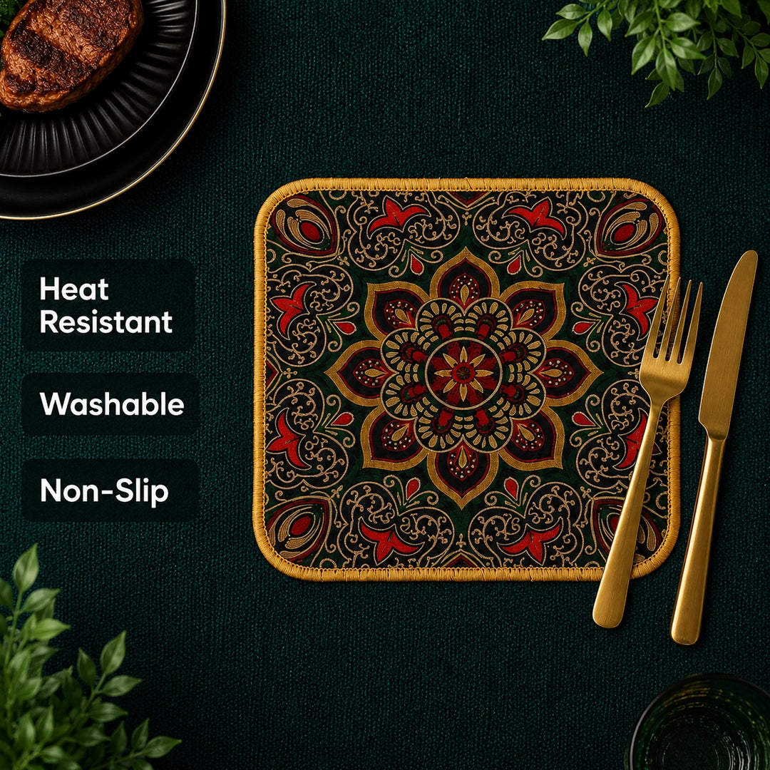 Syso Mughal Green – Heat Resistant Table Mat Set of 3