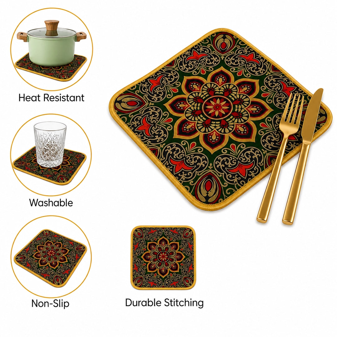 Syso Mughal Green – Heat Resistant Table Mat Set of 3