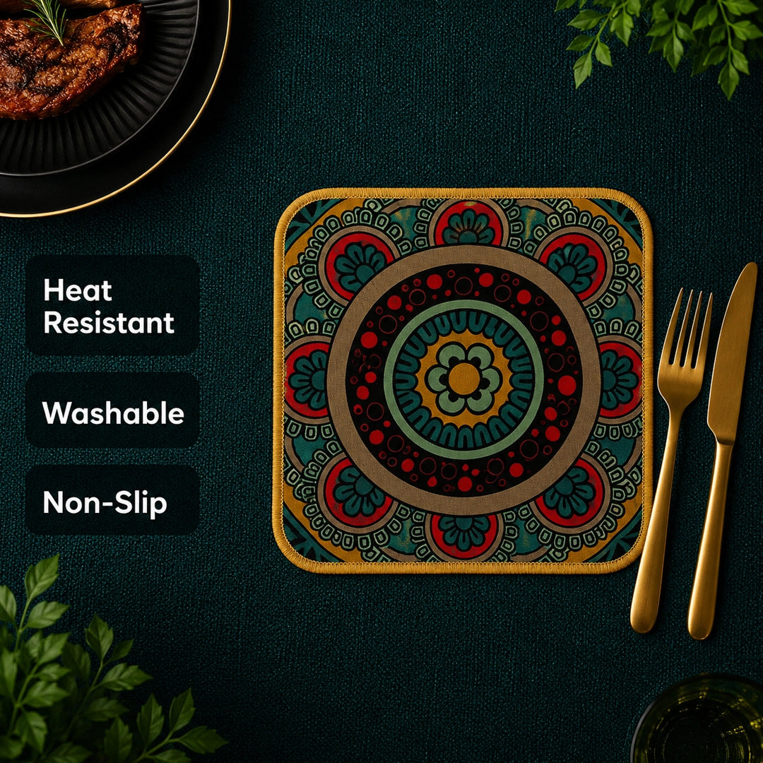 Peacock Tiles  - heat resistant table mat set of 3