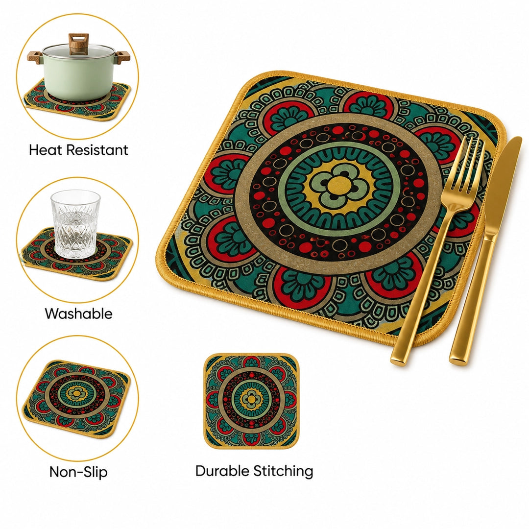 Peacock Tiles  - heat resistant table mat set of 3