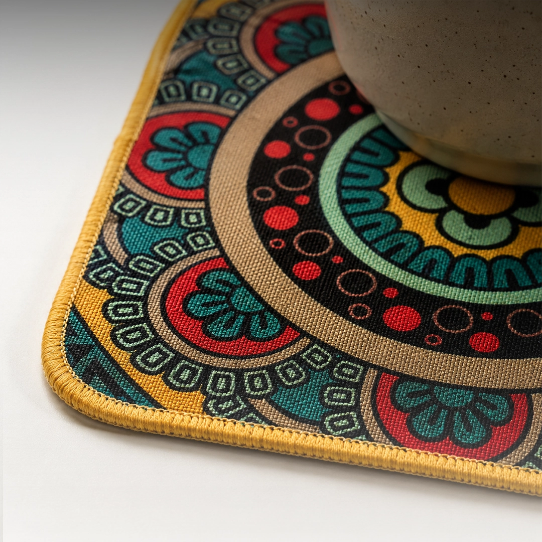 Peacock Tiles  - heat resistant table mat set of 3