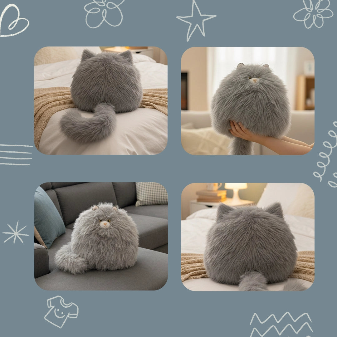 Fluffy  Cat Plush Toy – Ultra Soft Cute Cushion Pillow for Kids & Home