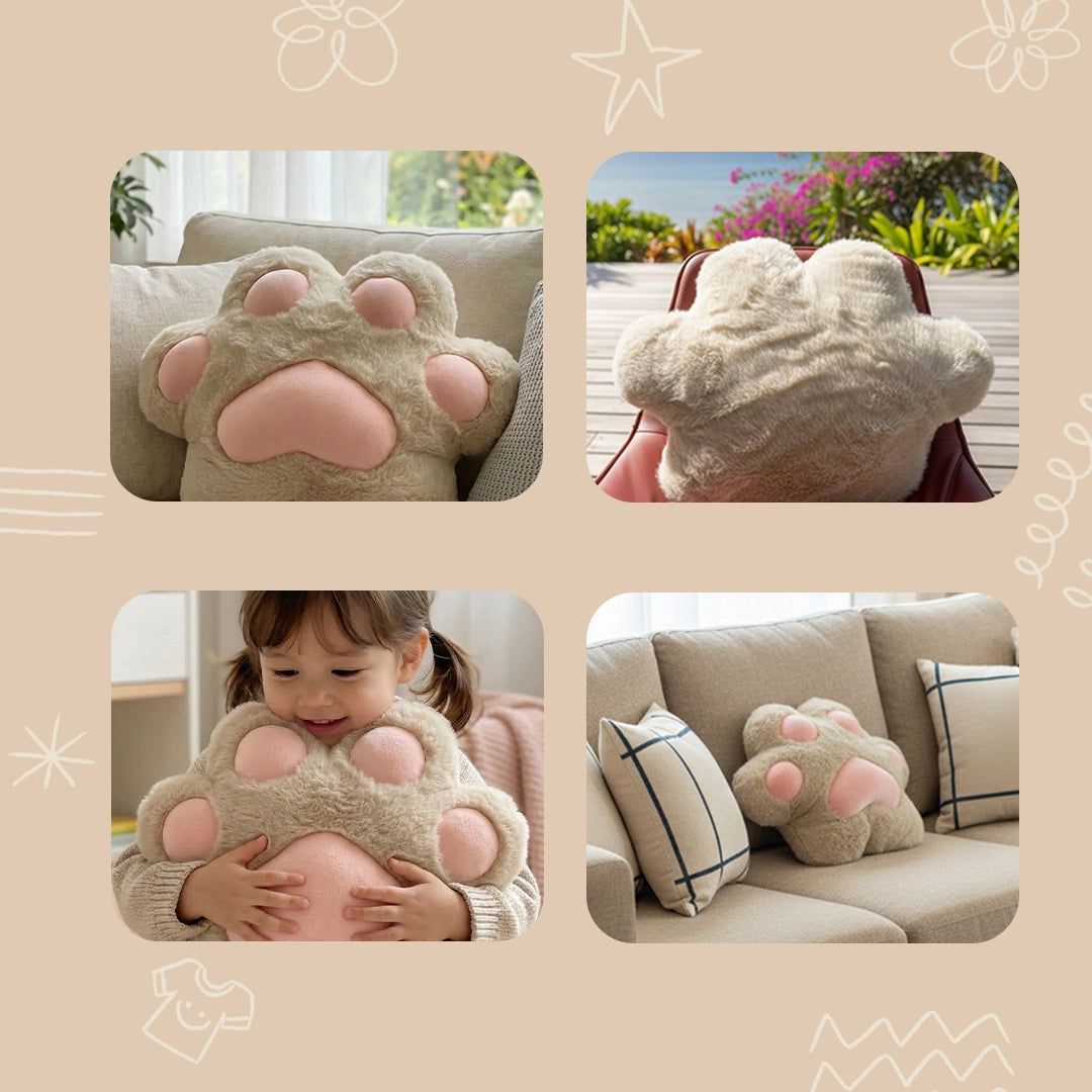 Cute Paw Plush Cushion – Soft Kawaii Animal Paw Pillow