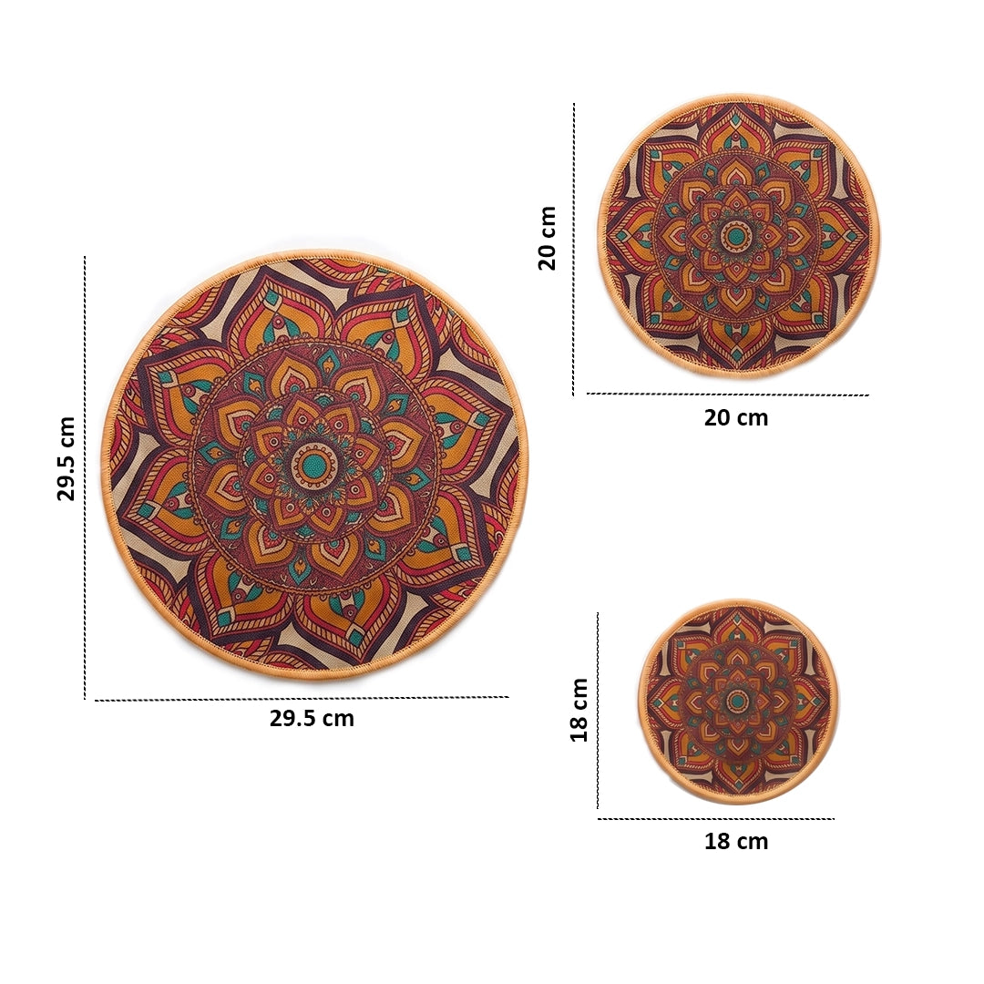 Syso Rangoli Rounds - Heat Resistant Round Table Mat Set of 3
