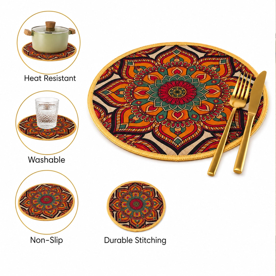 Syso Rangoli Rounds - Heat Resistant Round Table Mat Set of 3