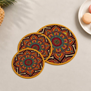 Syso Rangoli Rounds - Heat Resistant Round Table Mat Set of 3