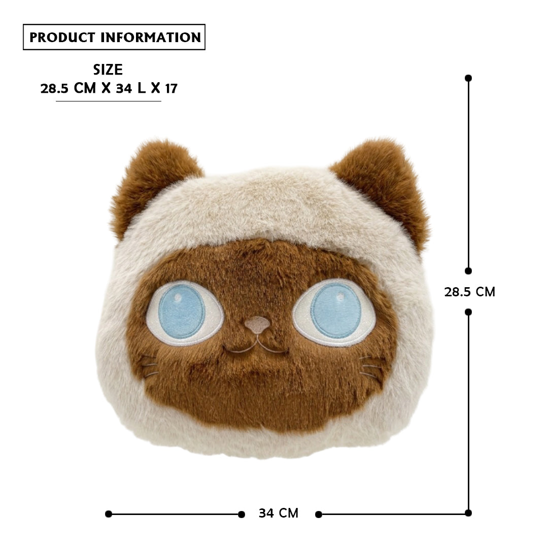 Soft Cat Plush Pillow with Blue Eyes – Cute Fluffy Kitty Cushion