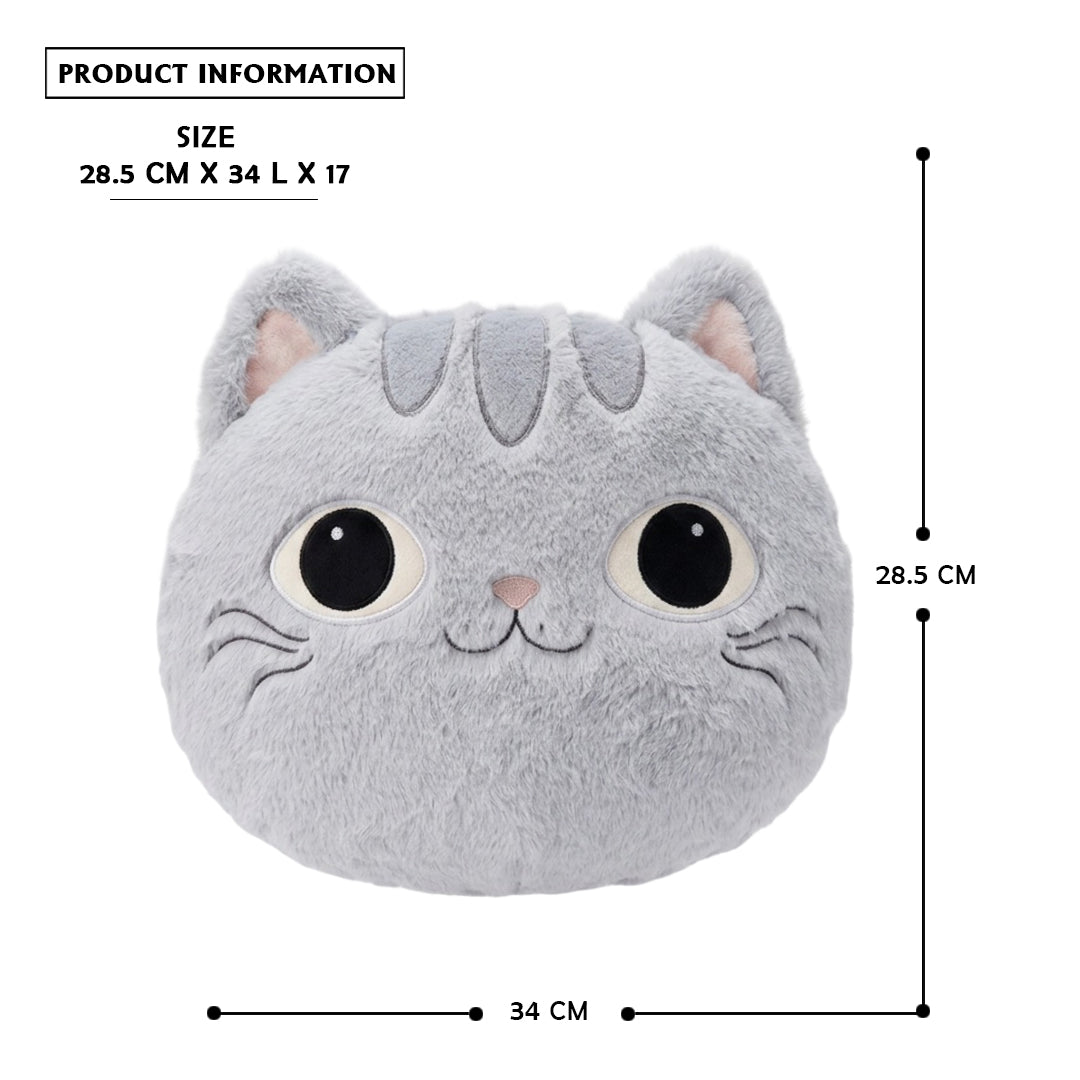 Ultra Soft Cat Face Plush Pillow – Decorative Throw Cushion