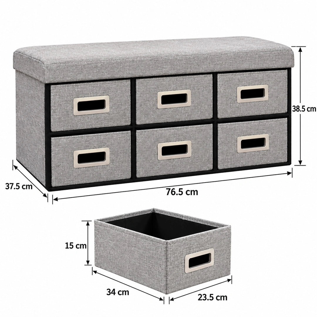 Syso Six Drawer Faux Linen Storage Bench