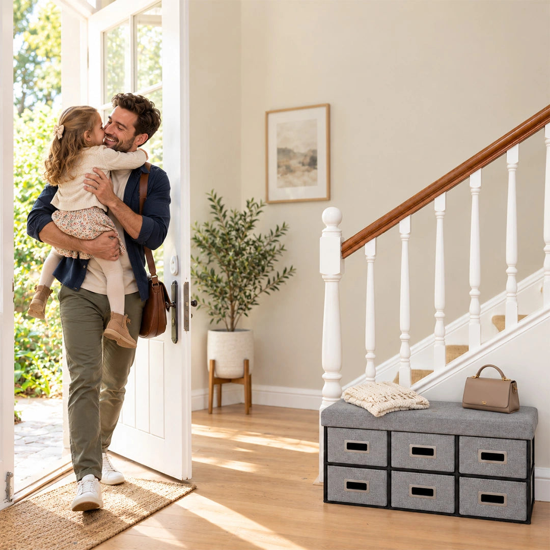 Syso Six Drawer Faux Linen Storage Bench
