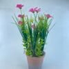 PLASITC FLOWER WITH BRICK-RED PULP POT