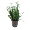 PLASITC FLOWER WITH BRICK-RED PULP POT