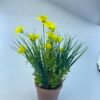 PLASITC FLOWER WITH BRICK-RED PULP POT